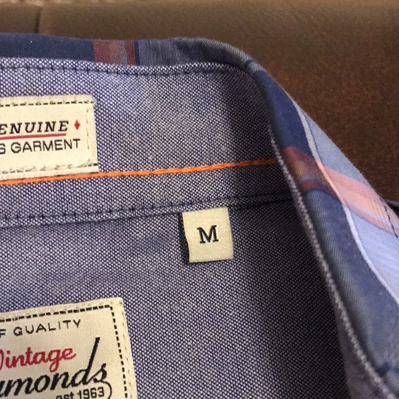 Checkered Blue & Orange 7 Diamonds Button Up - Picture 3 of 6